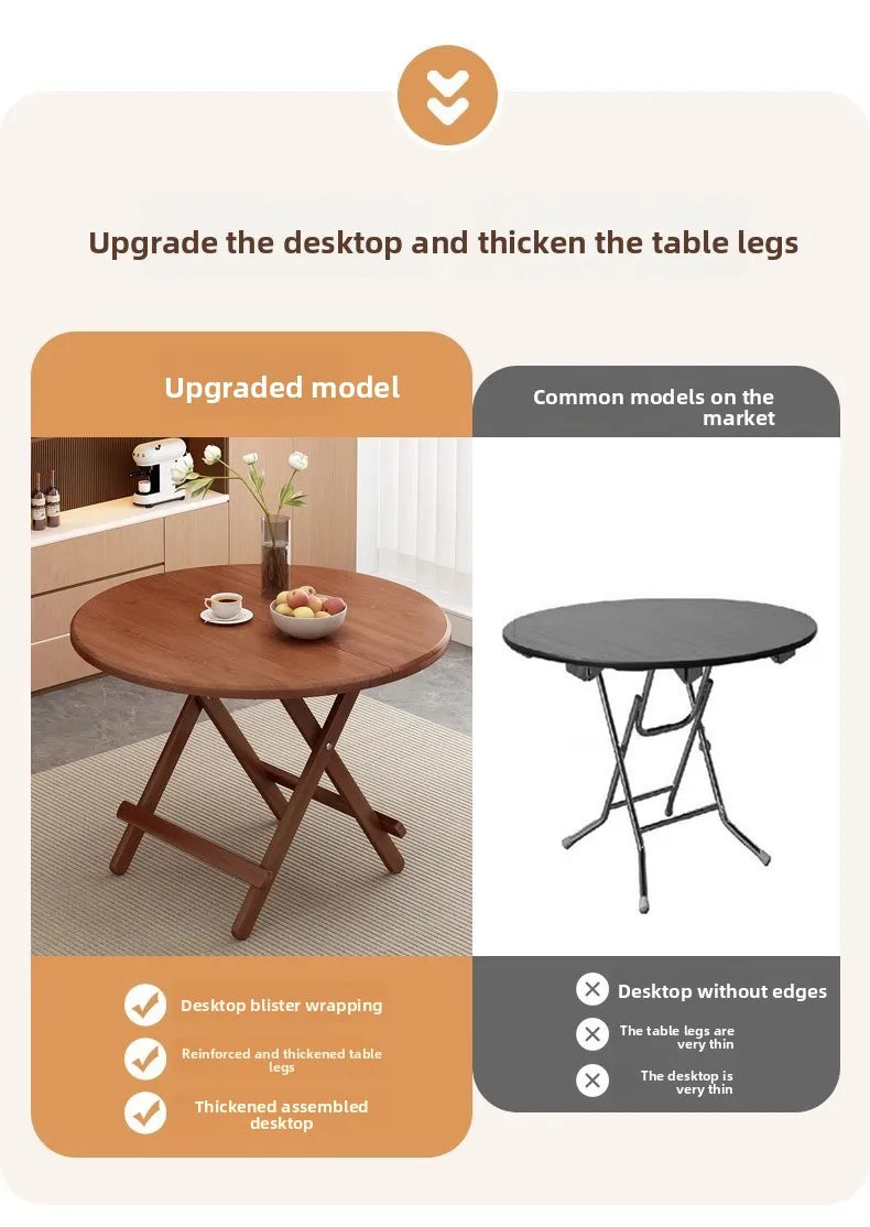Sturdy Folding Dining Table - No Assembly Needed, Strong Stable Desk for Kitchen, Study & Office, round dining table,small table