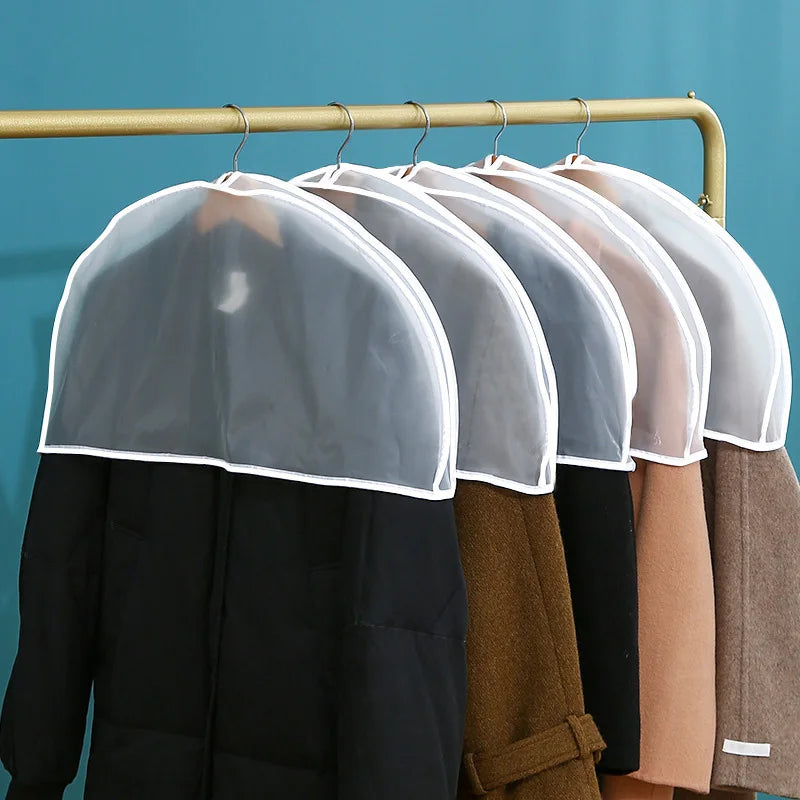 5pcs Clothing Dust Cover PEVA Clear Suits Protective Cover Moisture-proof Mold-proof Clothing Storage Cover Wardrobe Organizer