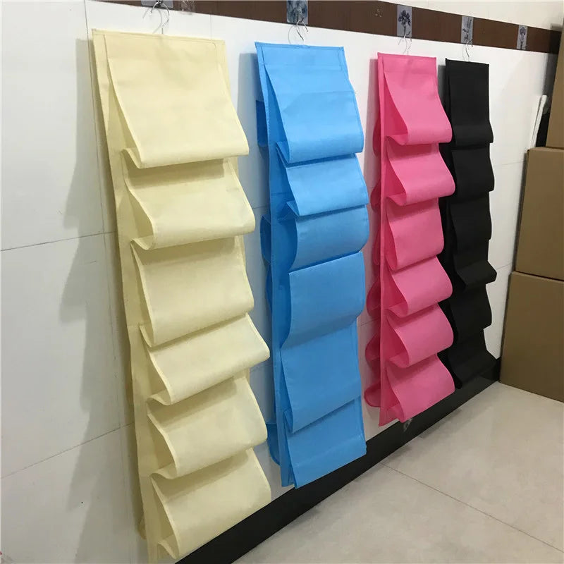 1pc Shoes Storage Hanging Bag Non-woven Fabric Shoe Storage Bag Multi-layer Foldable Wardrobe Shoe Holder Wardrobe Organizer