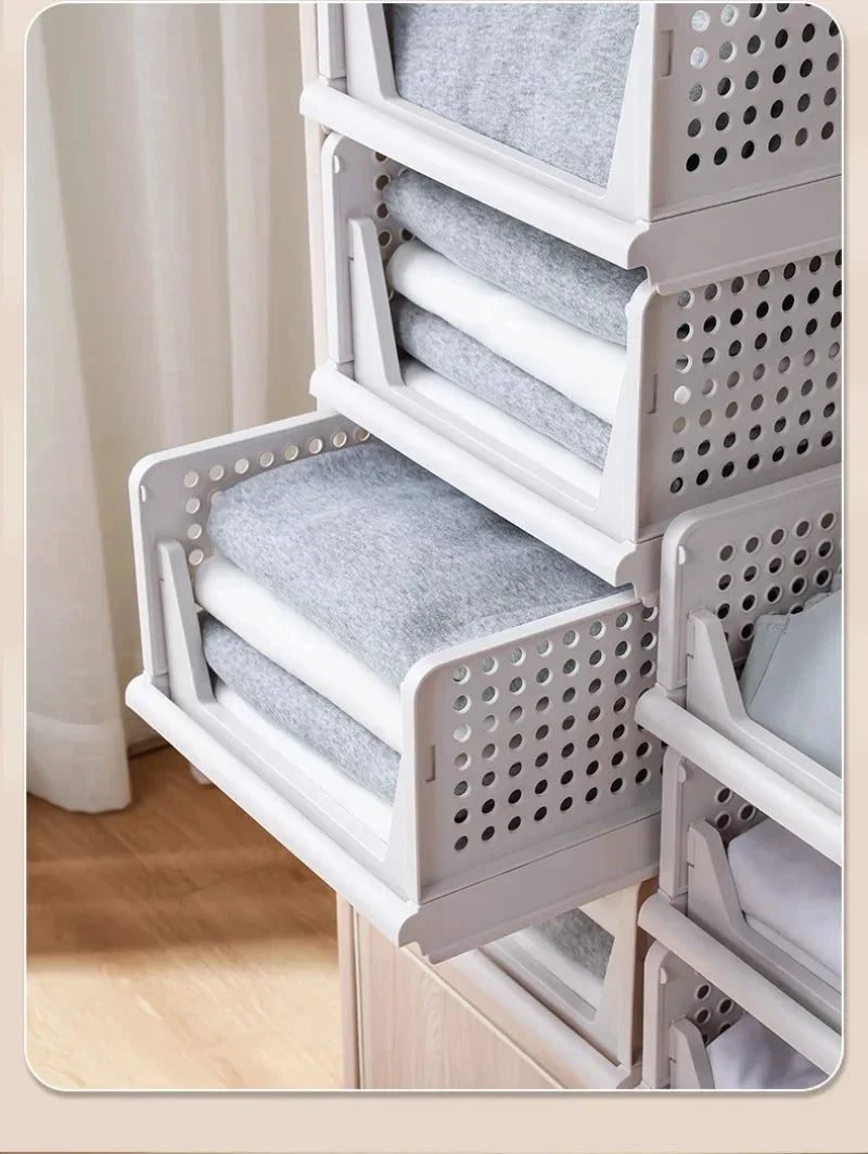 Home Stackable Plastic Drawers Organizing Boxes Partition Bedroom Office Organizers Closet Clothes Panties Folding Storage Box