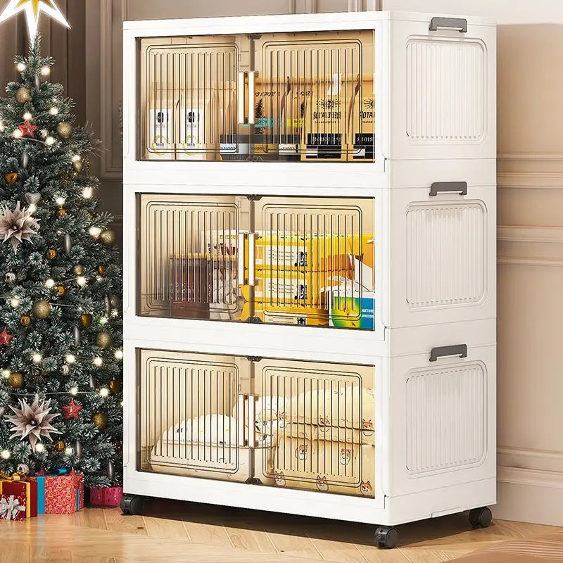 Foldable Plastic Storage Cabinet For Baby Clothes Multi Layered Closet