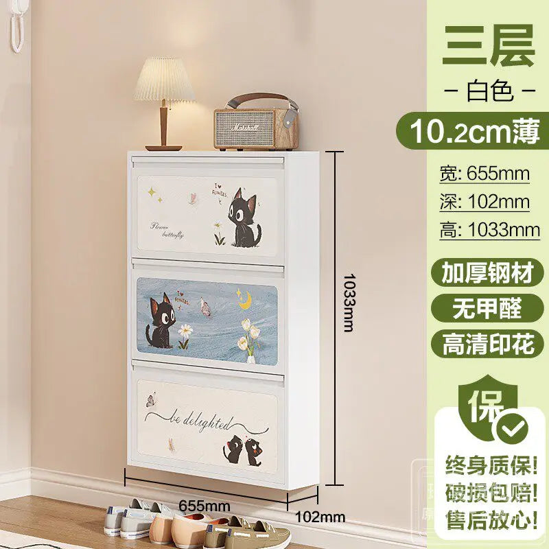Metallic Ultra Thin Shoe Cabinet Multifunction Indoor Hallway Shoe Cabinet For Home Entrance Scarpiera Mobile Cabinet Furniture