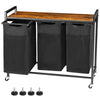 JHK 36IN Cabinets with Movable Wheels Metal Frame and Pull-Out Removable Sorter Bags Clothes Basket Organizer for Furniture