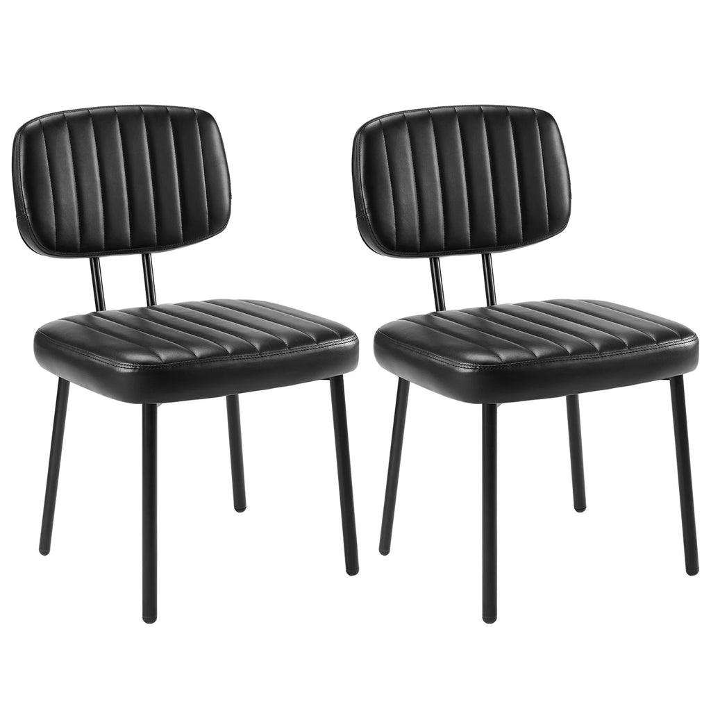 JHK Armless Set of 2 Office Chair Ergonomic Back Lumbar Support PU Leather  Foam Sponge Cushion Seat Modern Computer Chair
