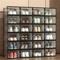 24pcs Large Stackable Plastic Shoe Storage Boxes Transparent Dustproof Display Cabinet for Men/Women Sports Shoes Boots Hats - Home Organization