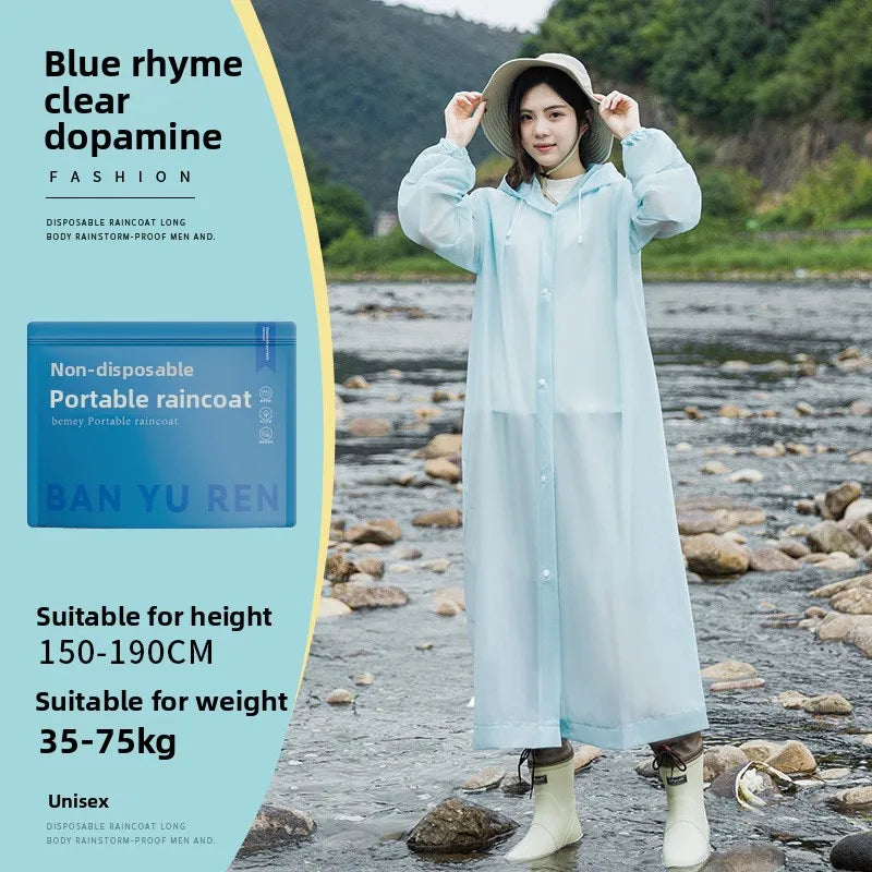 New Waterproof & Splash-Resistant Raincoat – Long Unisex EVA Raincoat with Hood for Travel, Camping, and Fishing
