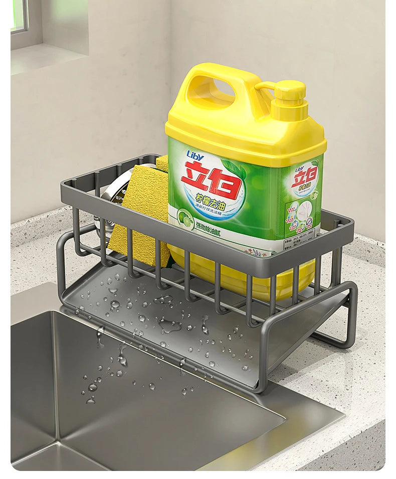 Sink Cleaning Tools Storage Rack Kitchen Multifunctional Stainless Steel Drain Rack for Sponge Cleanser Organizer Rag Hanger