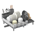 SONGMICS Large Dish Drying Rack, Expandable Dish Dryer for Kitchen Counter, Stainless Steel Dish Rack with Rotatable Spout, Uten