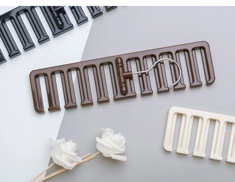 Tie Belt Hanger Wardrobe Closet Organizer 10 Card Slots Large Capacity Belt Storage Rack Scarf Tie Hanging Organizer Scarf Hook