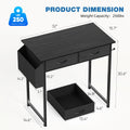 JHK Modern Office Computer Desk 32 Inch with Fabric Storage Drawers Space Side Bag Metal Frame Adjustable Feet For Home PC Table