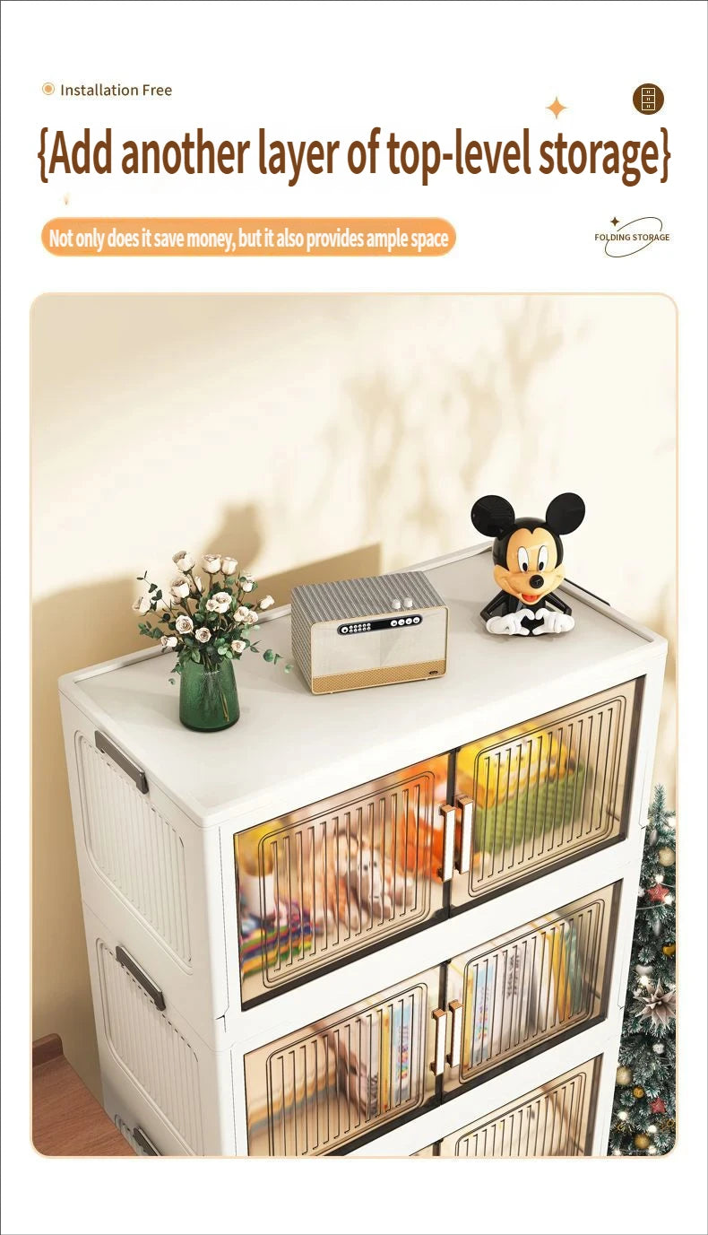 Foldable Plastic Storage Cabinet For Baby Clothes Multi Layered Closet