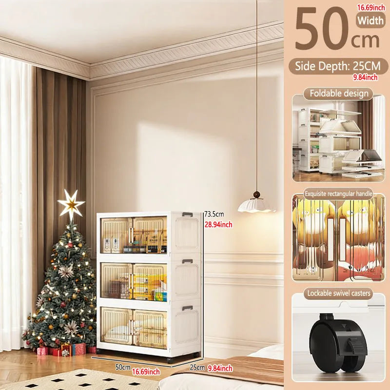 Foldable Plastic Storage Cabinet For Baby Clothes Multi Layered Closet