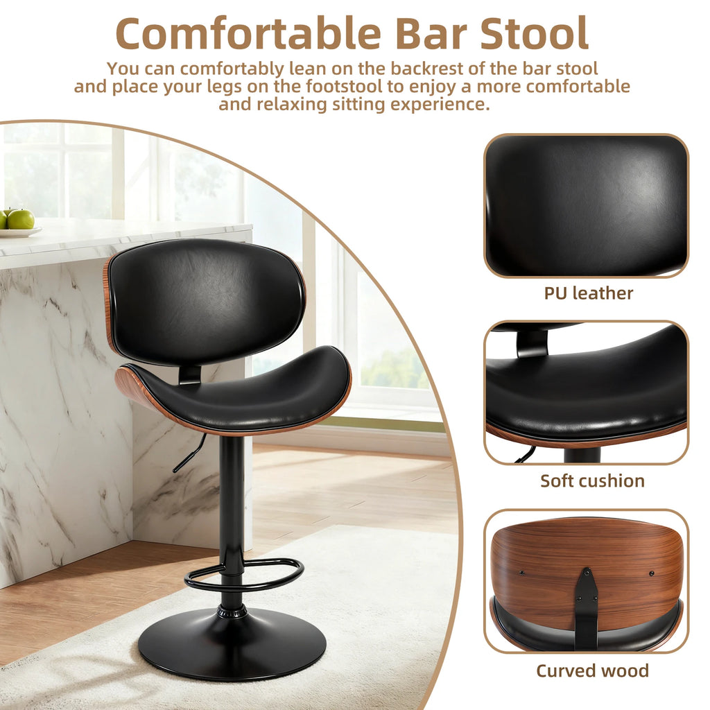 JHK Ergonomic Swivel Adjustable Counter Height Office Computer Chair PU Leather Lumbar Support with Back and Footrest For Office