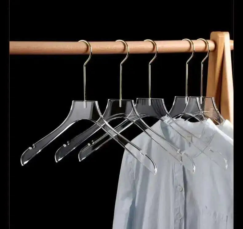 Acrylic Transparent Hanger Display Rack With Crystal Clips For Clothes And Pants
