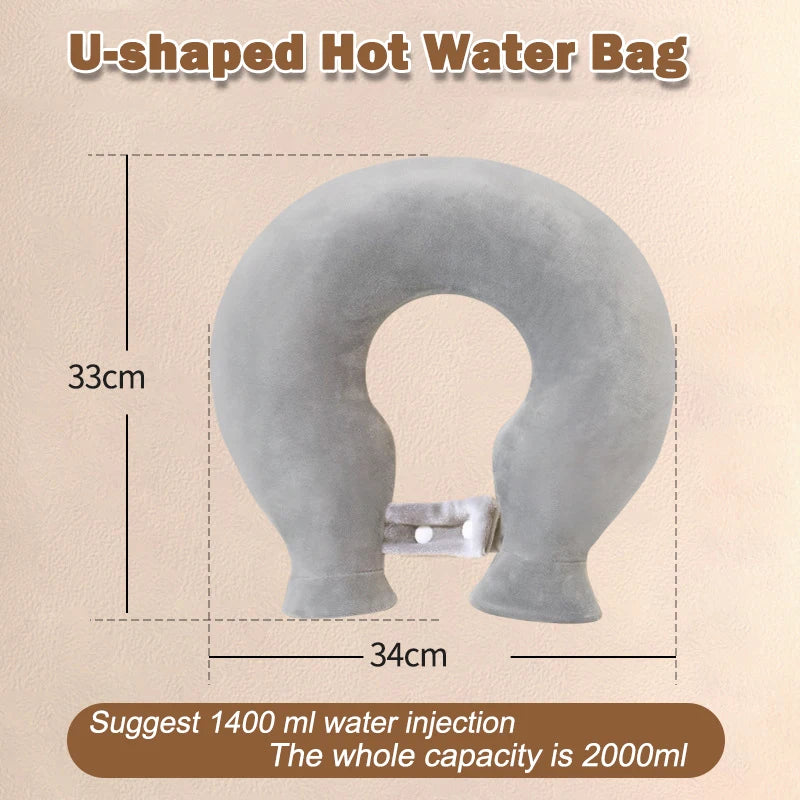 U-shaped Hot Water Bag For Neck Soft Plush Neck Warmer Hot Water Bottle Winter Warming Supplies Hot cold compress Physiotherapy
