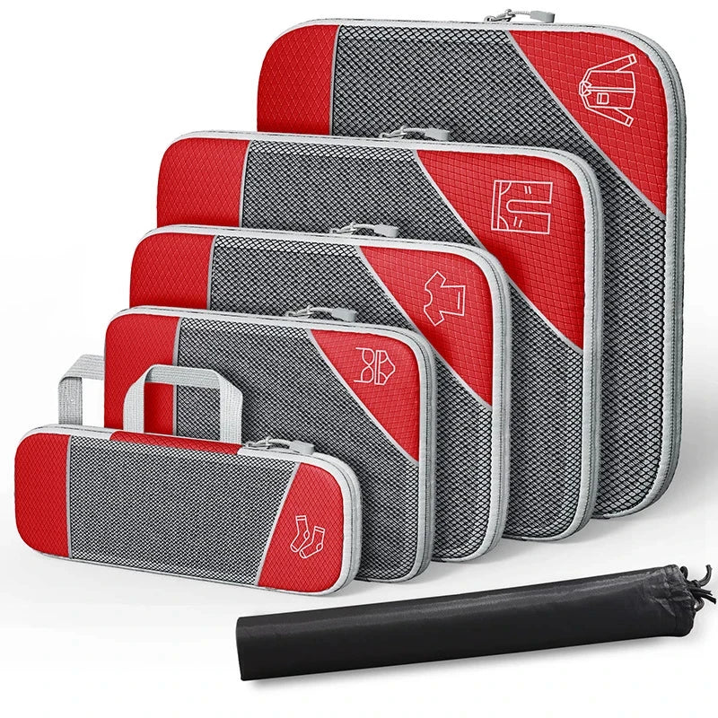6Pcs Set Travel Storage Organizer Portable Clothes Storage Bags Lightweight Suitcase Bag Compressed Packing Cubes Luggage Bags