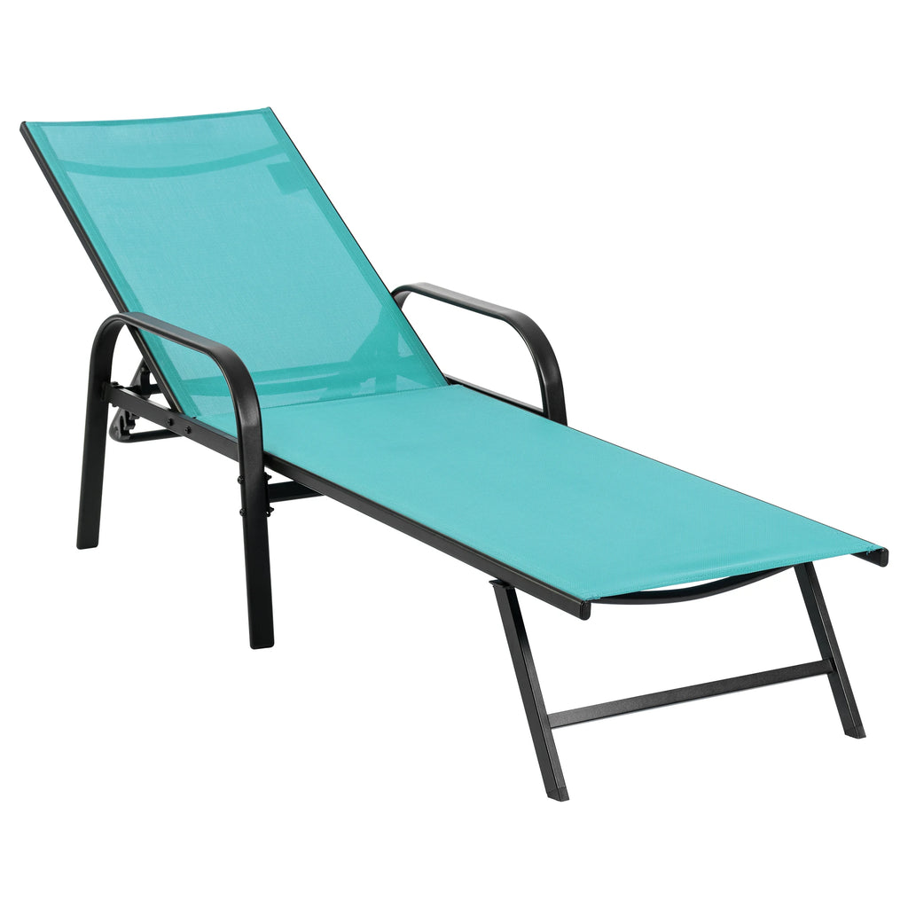 JHK Portable 8-legged Folding Beach Chair Outdoor Sun Chairs with Armrests Metal Frame Lounge Recliner Chair for Patio Backyard