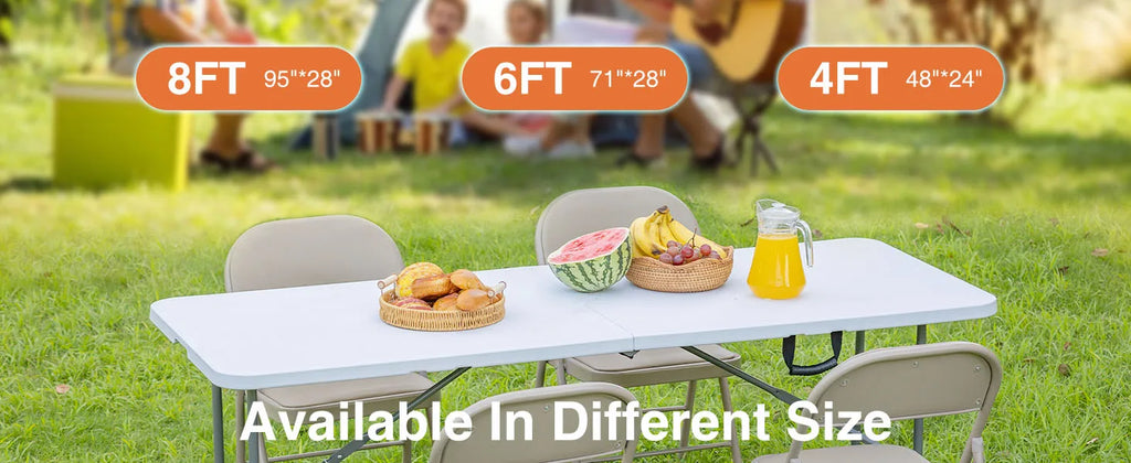 JHK Plastic Portable Folding Outdoor Indoor Table Heavy Duty Foldable Table with Carrying Handle Safety Lock For Camping Picnic