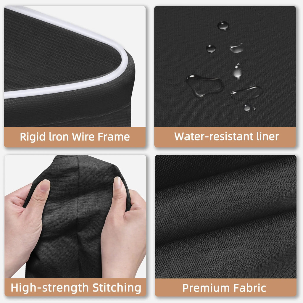Large Capacity Laundry Basket Portable Dirty Clothes Storage Basket With Handle Black Durable Linen Foldable Laundry Basket