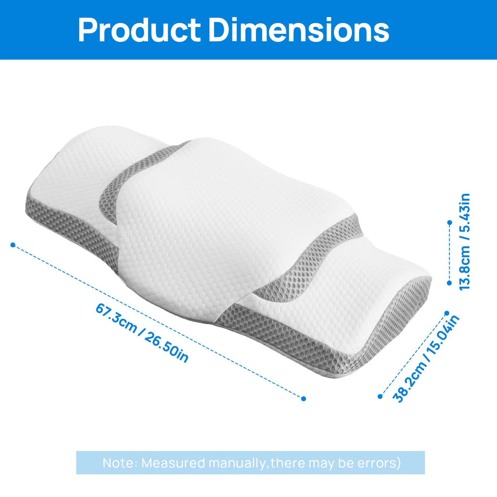 JHK Queen Size Memory Foam Cervical Neck Pillow Ergonomic Support Contour for Side with Arm Rest Slot and Ice Silk Pillowcase