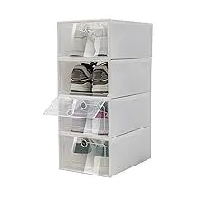 24 Pack Shoe Storage Boxes, Clear Plastic Stackable Shoe Organizer, Foldable Shoe Rack, Space-Saving Home & Office Organizatio