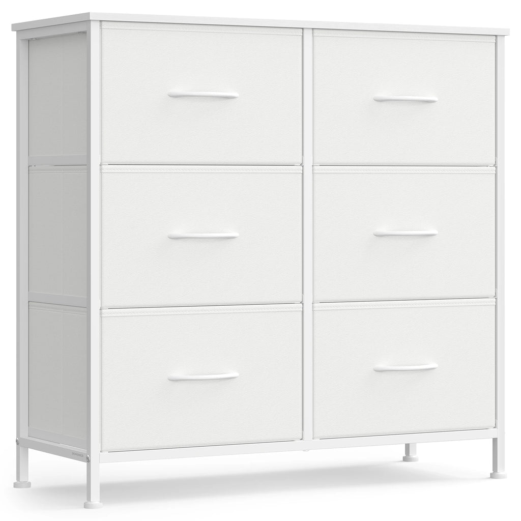 SONGMICS Dresser for Bedroom, Chest of Drawers, TV Stand, Steel, MDF, 6 Non-Woven Fabric Drawers, Storage Organizer Unit, Closet
