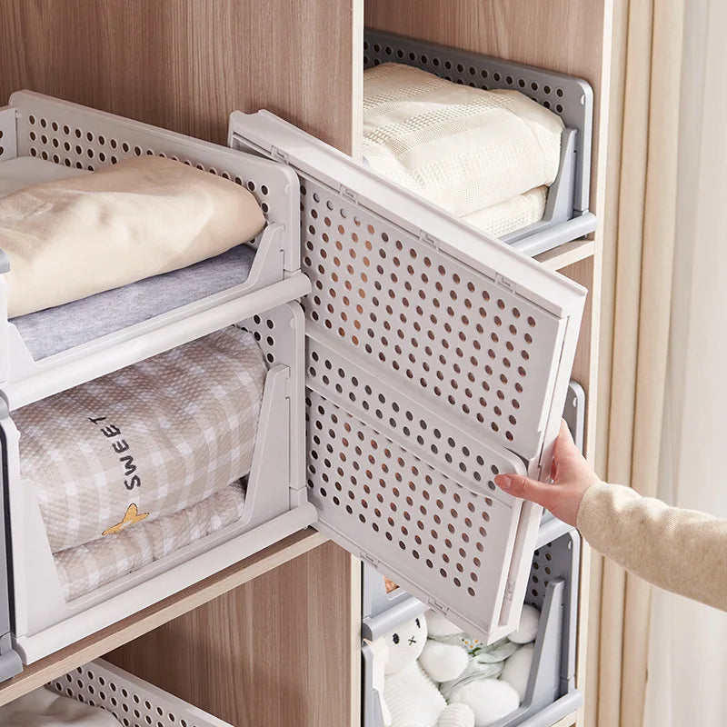 Home Stackable Plastic Drawers Organizing Boxes Partition Bedroom Office Organizers Closet Clothes Panties Folding Storage Box