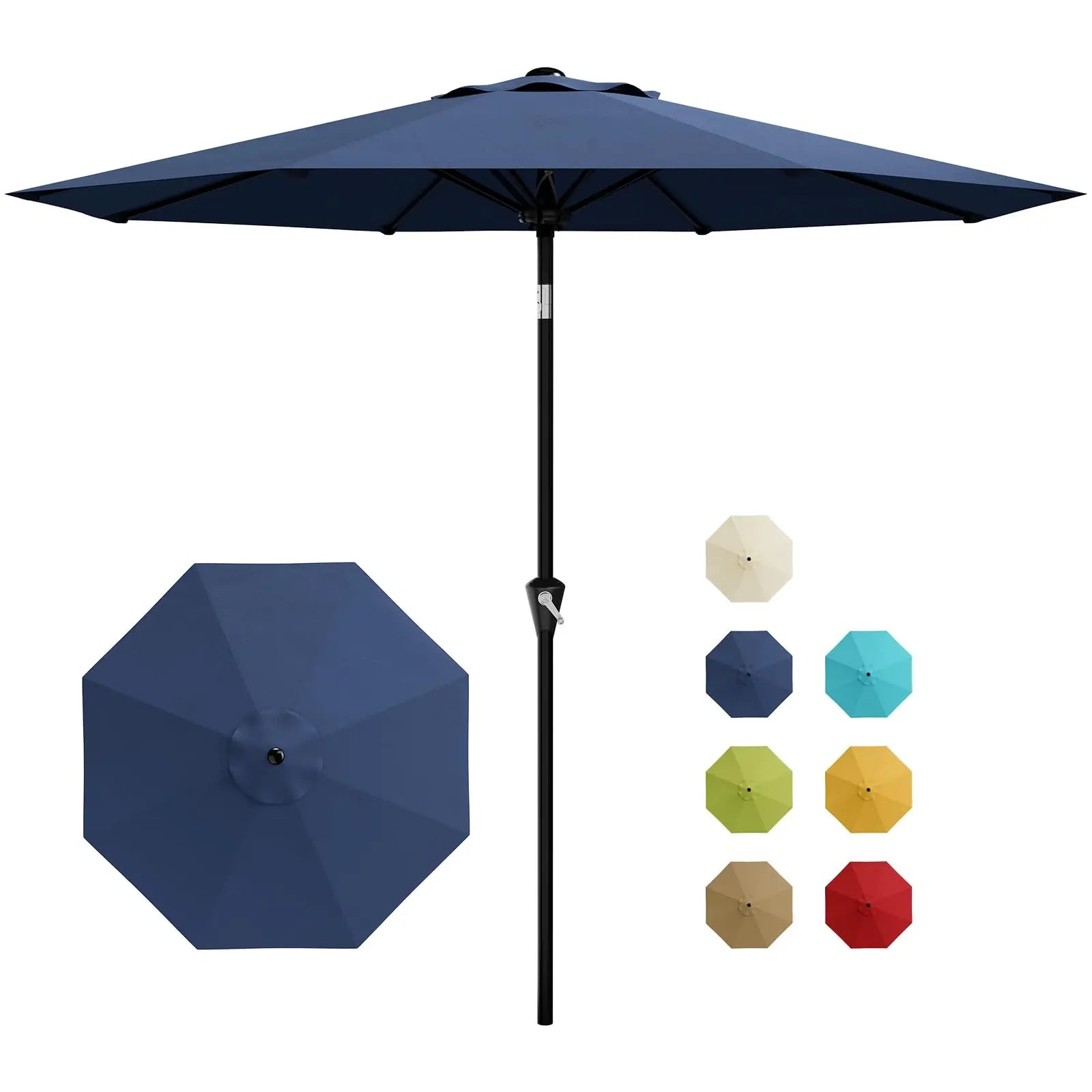 Nine Foot Patio Umbrella With Crank Tilt UV Protection For Outdoor Pool Deck