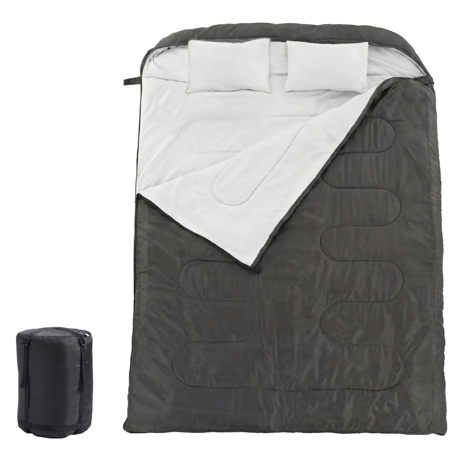 JHK Double Sleeping Bag for Adults with Pillow Lightweight 3 Season Portable Compact Sleeping Bag for 2 Person Hiking Fishing