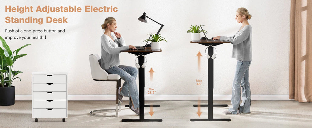 JHK 63x24 Inch Electric Standing Desk Ergonomic Height Adjustable Stand Up Sit Stand Computer Workstation Work Table For Office