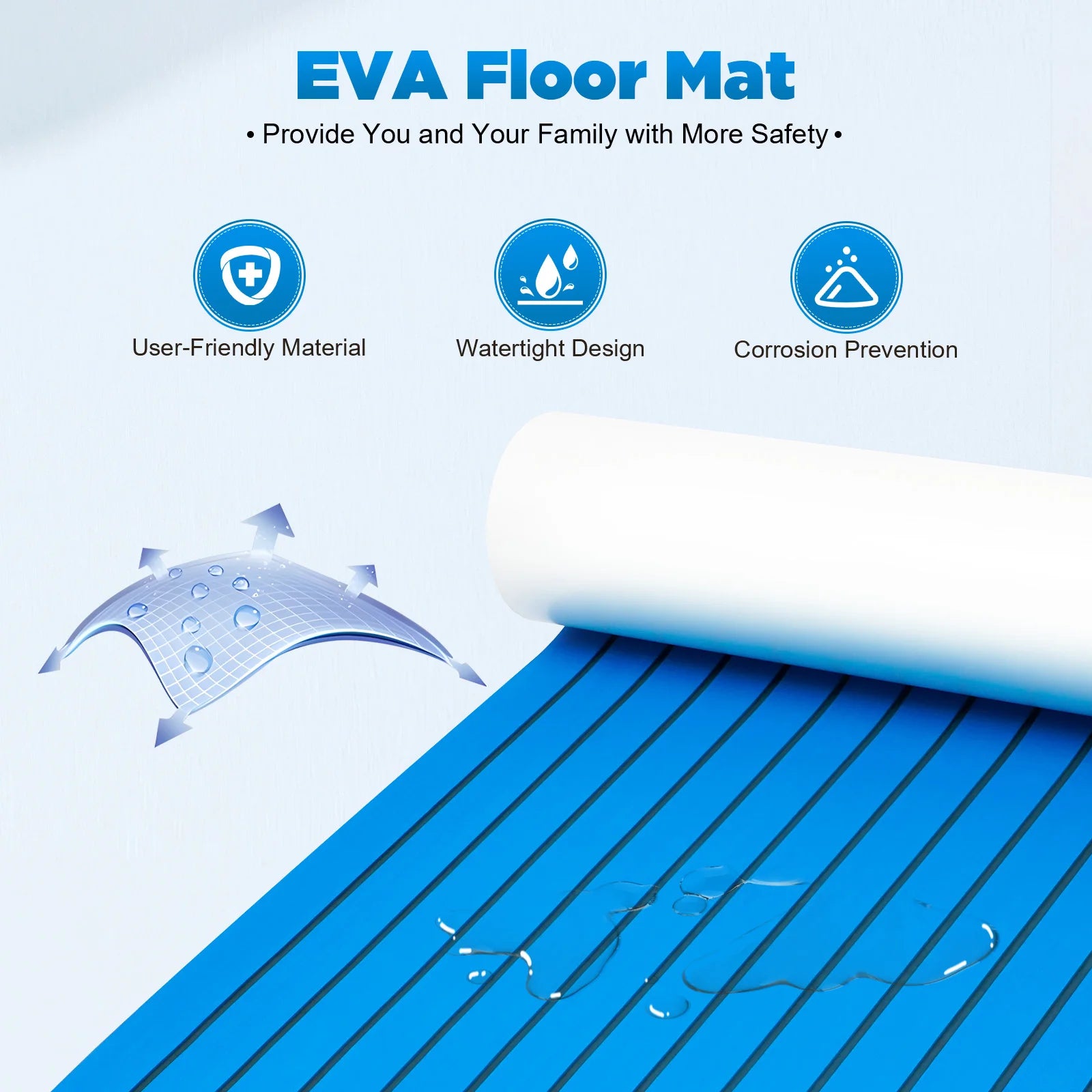 240x90cm Self-Adhesive EVA Foam Teak Boat Floor Mat, 6mm Thick Cuttable Waterproof Anti-Slip Pad Marine Carpet for Deck RV Yacht