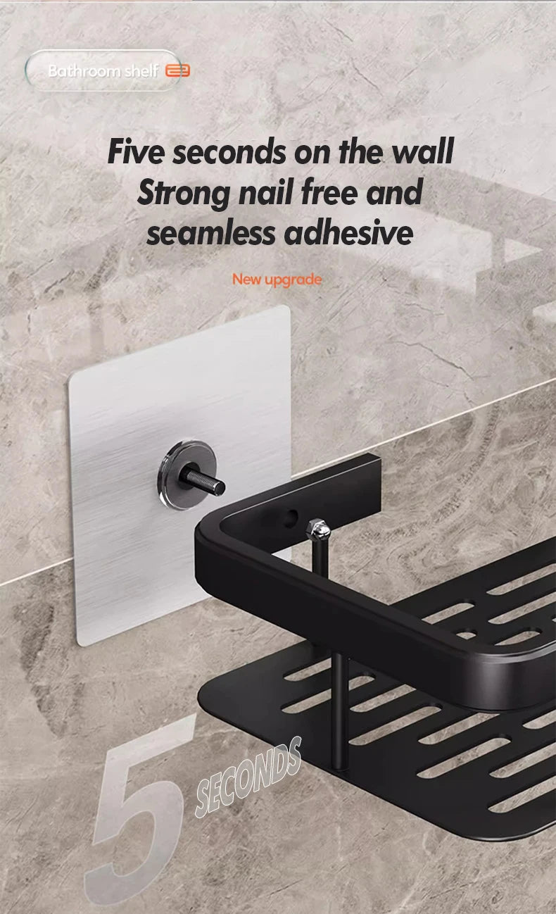 Bathroom Storage Rack Stainless Steel Anti Rust Storage Shower Rack Suction Cup Storage Rack Household Storage Appliances