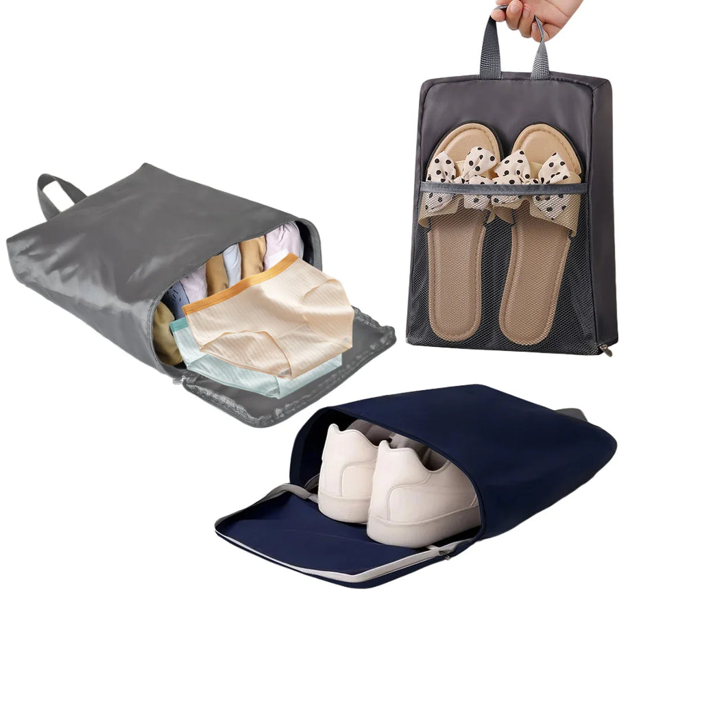 Portable Shoe Storage Bag Travel Outdoors Clothing Organizer Bags with Mesh Pouch Multi-functional Underwear Storage Handbag
