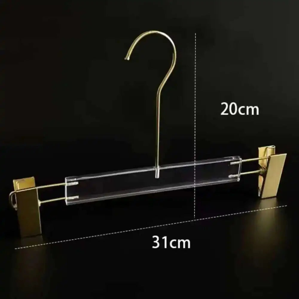 Acrylic Transparent Hanger Display Rack With Crystal Clips For Clothes And Pants