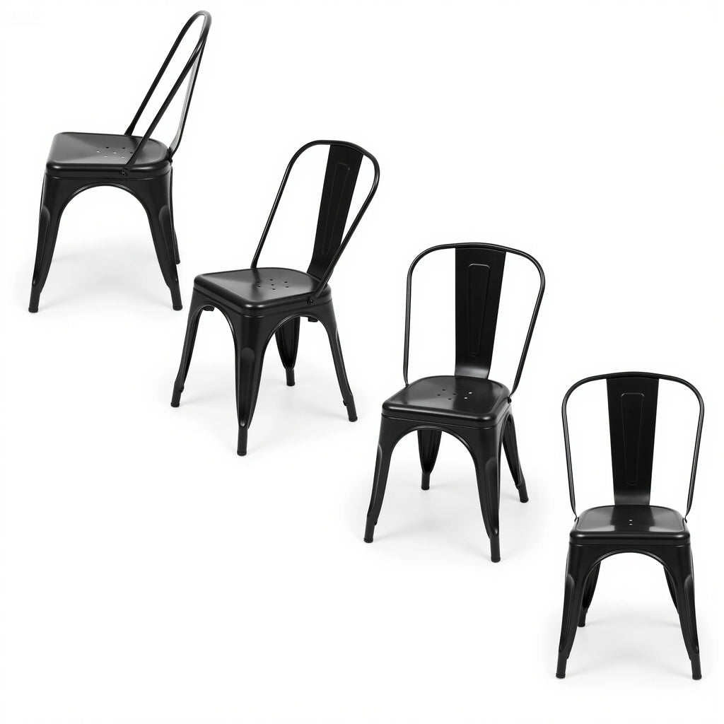 JHK 18IN Metal Dining Chairs Set of 4 Stackable Patio Outdoor Chairs Modern Chairs 300LBS Weight Capacity For Dining Room