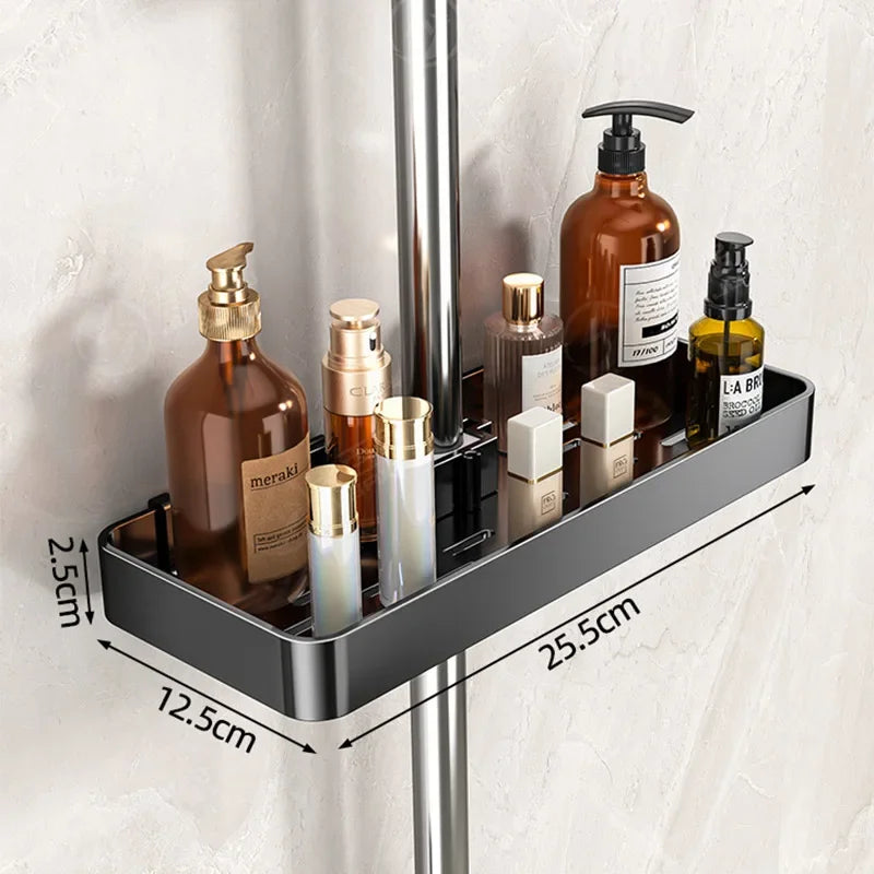 Bathroom Shower Head Holder Wall Mounted No Drilling Required Shampoo Organizer Rack Integrated Design Storage Shelf
