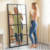 JHK Standing Hanging Full Body Wall Mirror Rectangle Window Pane Decorative Mirror Metal Framed Mirror for Bathroom Living Room