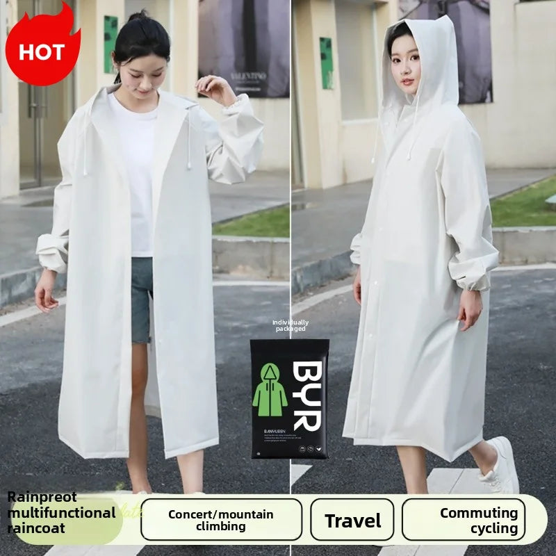 New Waterproof & Splash-Resistant Raincoat – Long Unisex EVA Raincoat with Hood for Travel, Camping, and Fishing