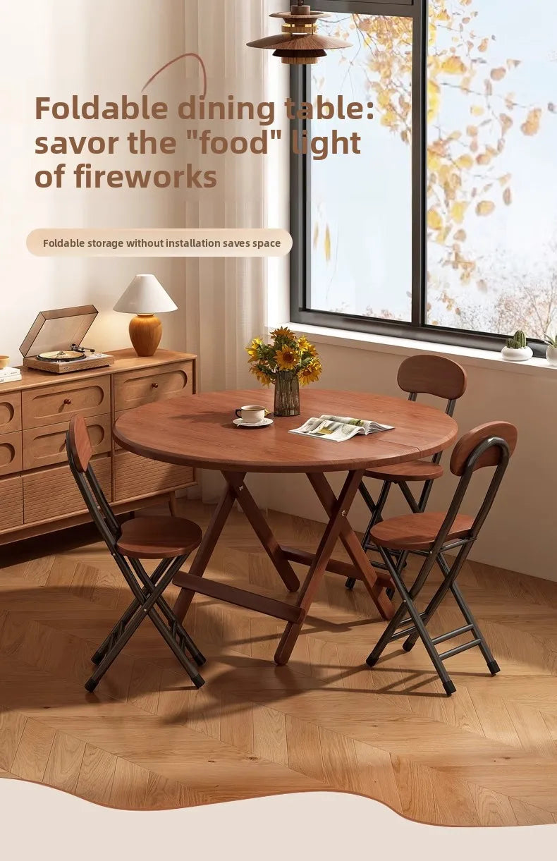 Sturdy Folding Dining Table - No Assembly Needed, Strong Stable Desk for Kitchen, Study & Office, round dining table,small table
