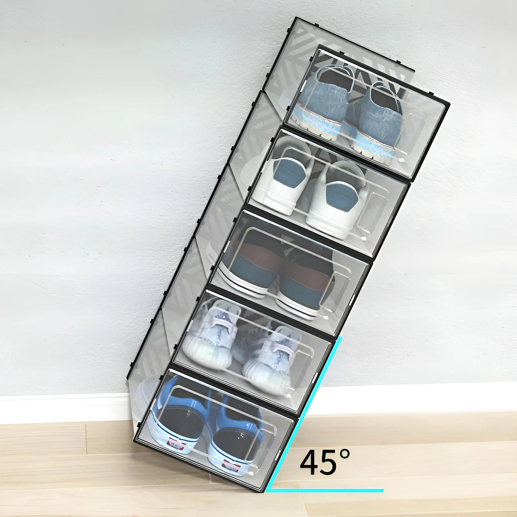 20 Pcs Shoe Storage Box Transparent PP Plastic Shoe Cabinet Moisture & Dust Proof Modern Organizer Black/White