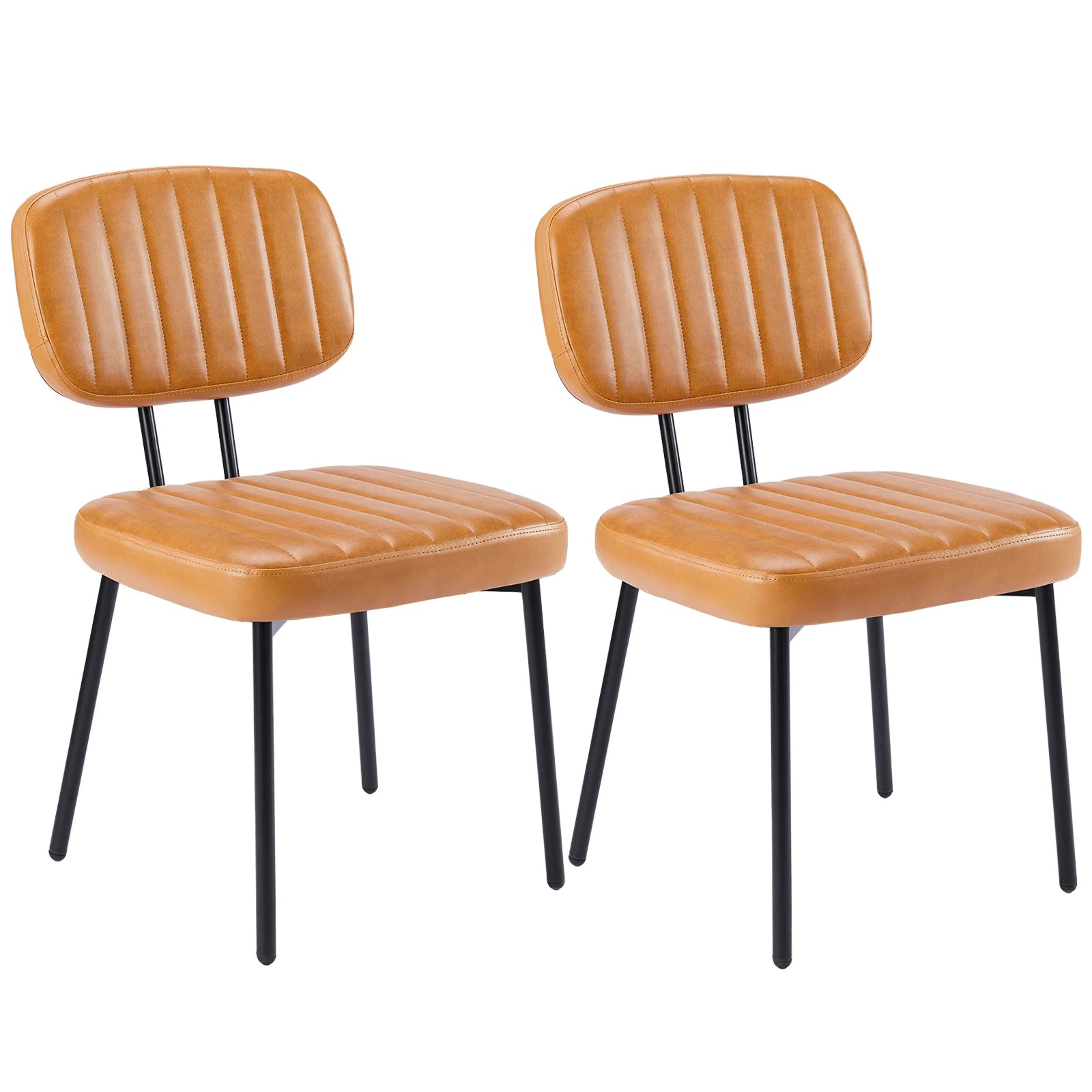 JHK Armless Set of 2 Office Chair Ergonomic Back Lumbar Support PU Leather  Foam Sponge Cushion Seat Modern Computer Chair