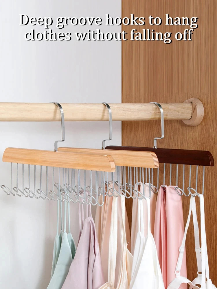 1/2 PCS Multi-functional Solid Wood Clothing Eight-hook Hanger Underwear Sling Belt Vests Silk Scarf Hooks Wardrobe Organizer