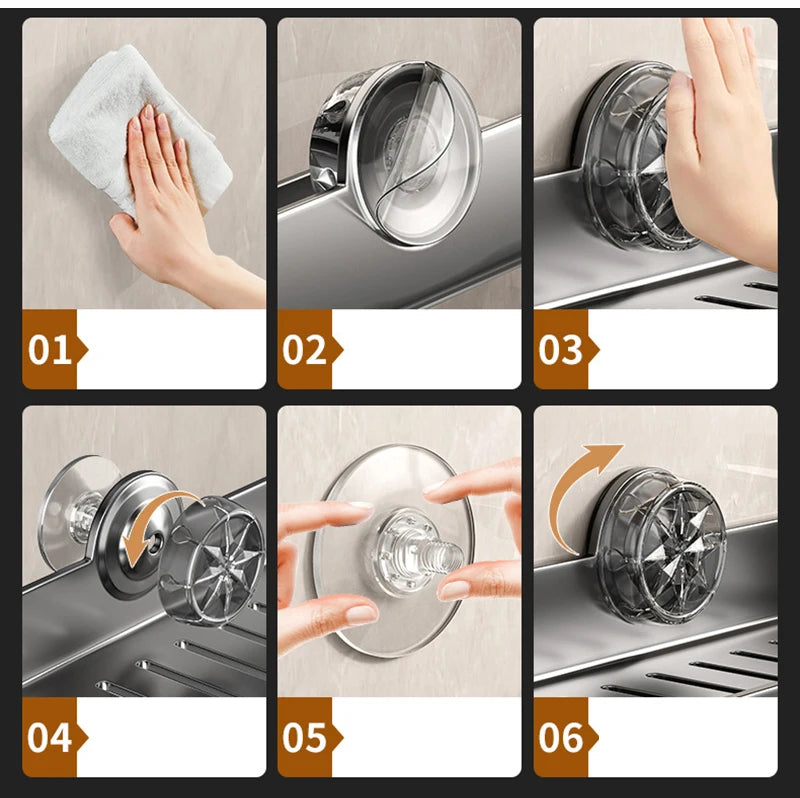1pc Bathroom Sink Storage Rack Suction Cup Faucet Draining Rack Punch free Wall-mounted Toiletries Shelf Bathroom Organizer