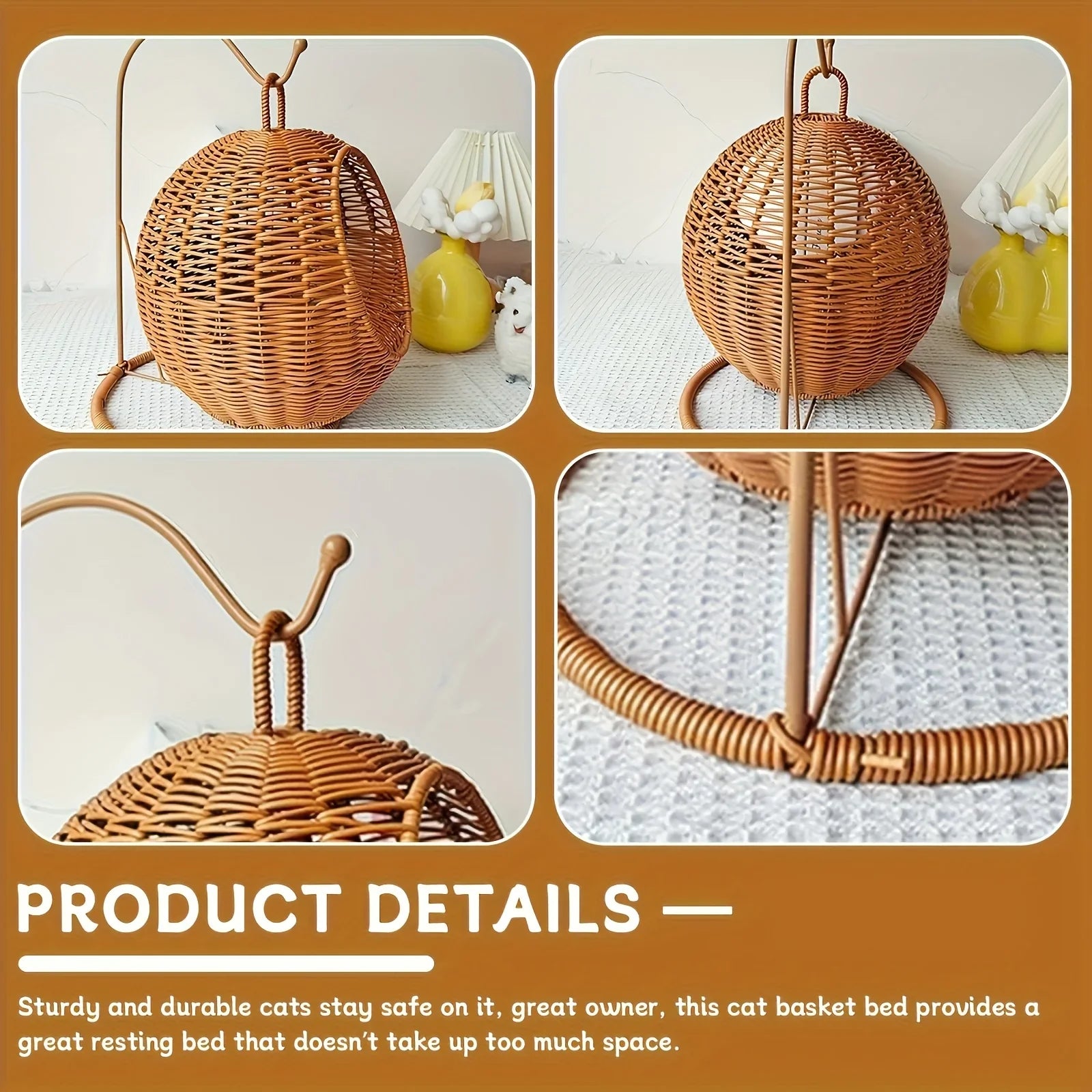 Luxury Fruit Basket Cat Hammock bed Hand Woven Storage Basket Comfortable Heavy Carton Packaging Not Easy To Damage for Pets