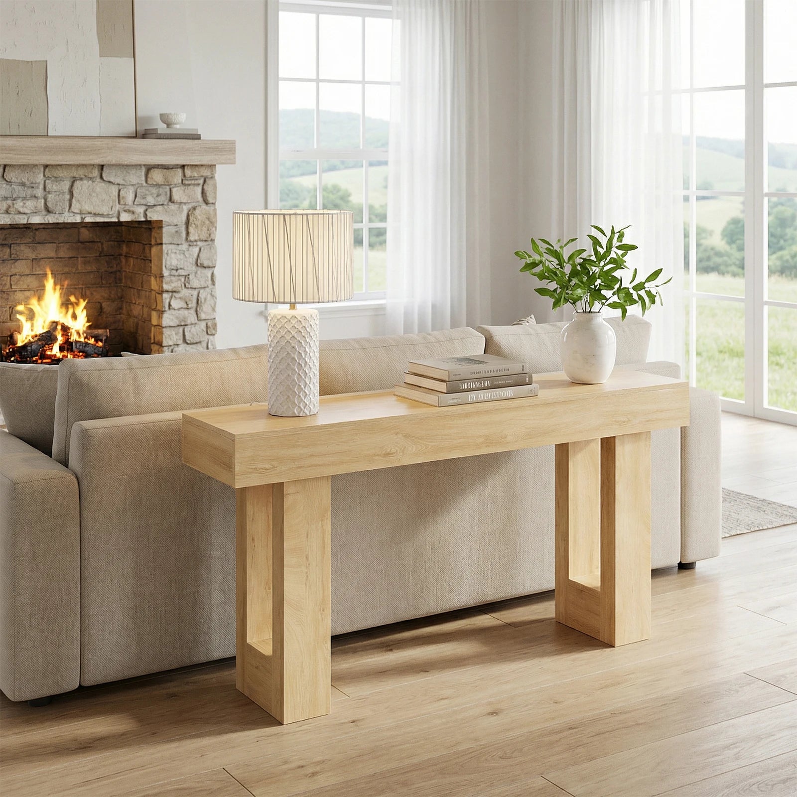 JHK 63IN Sofa Table Narrow Console Table Wooden Entryway Table Space-Saving Heavy Duty 155lbs Capacity for Living Room