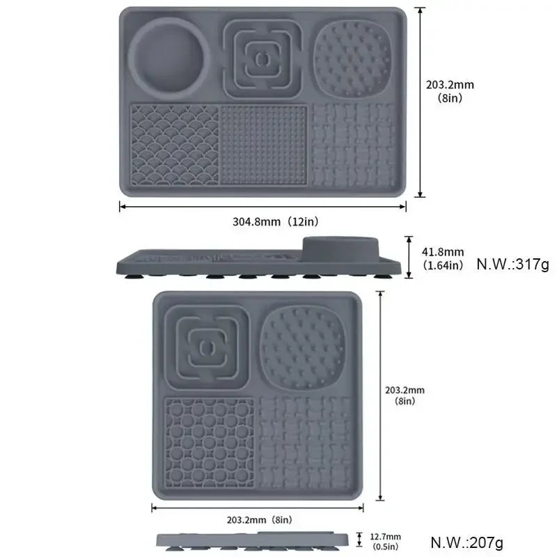 6-in-1 Silicone Rubber Slow Feeder Dog Bowl Set Pet Licking Pads, Pet Food Utensils Non-Slip Lick Mat & Water Bowl for Cats/Dogs