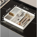 1pc Kitchen Drawer Retractable Storage Box Large-capacity Partitioning Storage Tray Home Tableware Knife Spoon Organizing Box