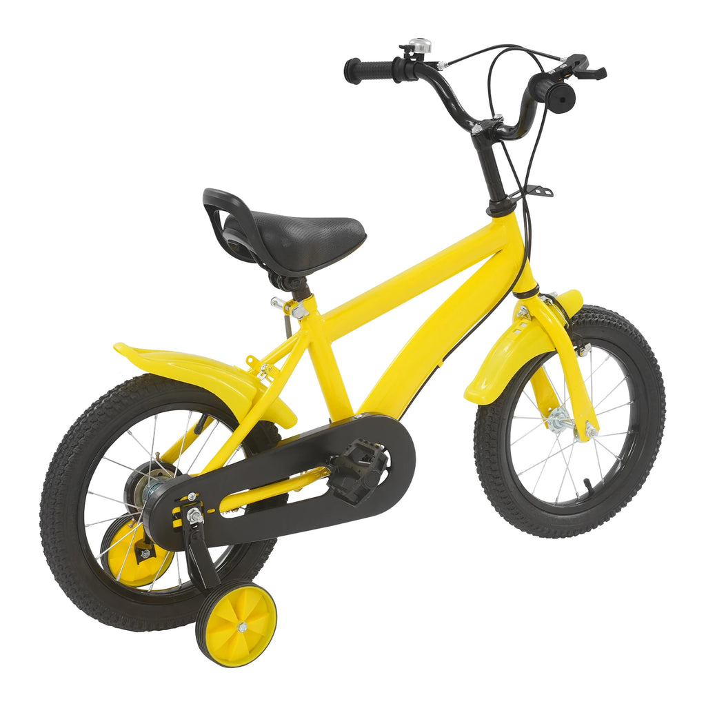 14 Inch Kids Bike w/ Training Wheels, Adjustable Seat Height Dual Brakes Children's Bicycle Kids Learning Bicycle for Boys Girls