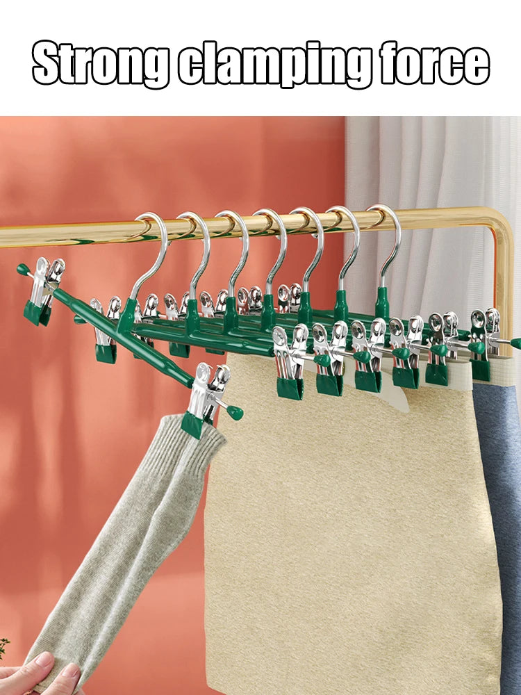 Stainless Steel Wardrobe Clothes Drying Rack With Clips For Pants
