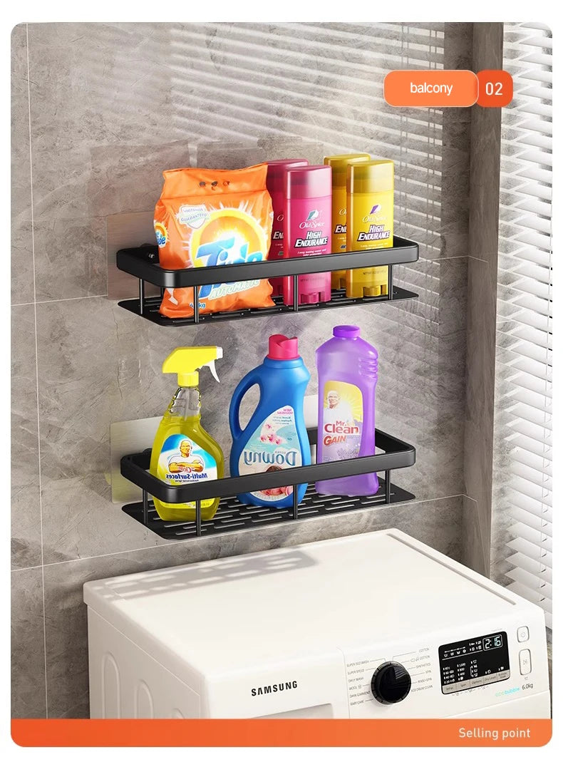 Bathroom Storage Rack Stainless Steel Anti Rust Storage Shower Rack Suction Cup Storage Rack Household Storage Appliances
